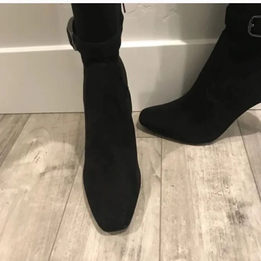 Marc Fisher Caia pull on over the knee buckle heeled boot 6.5